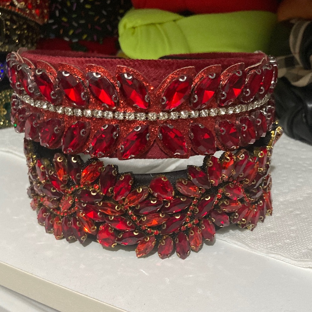 2 Red Glam Headbands Bundle